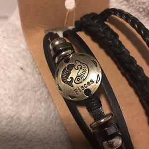 New Hand made leather bracelets set Zodiac Pisces